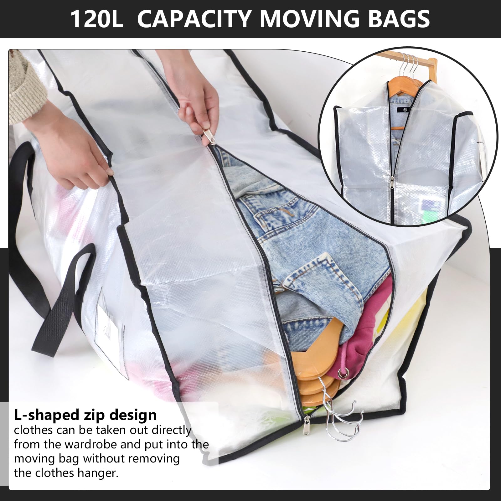Dntorx 4 Pack 120L Moving Bags Heavy Duty Storage Bag Dorm Moving Essential