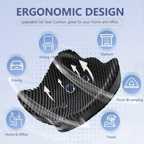 19.7in Thicken Gel Seat Cushion Pressure Relief Cushion for Long Sitting