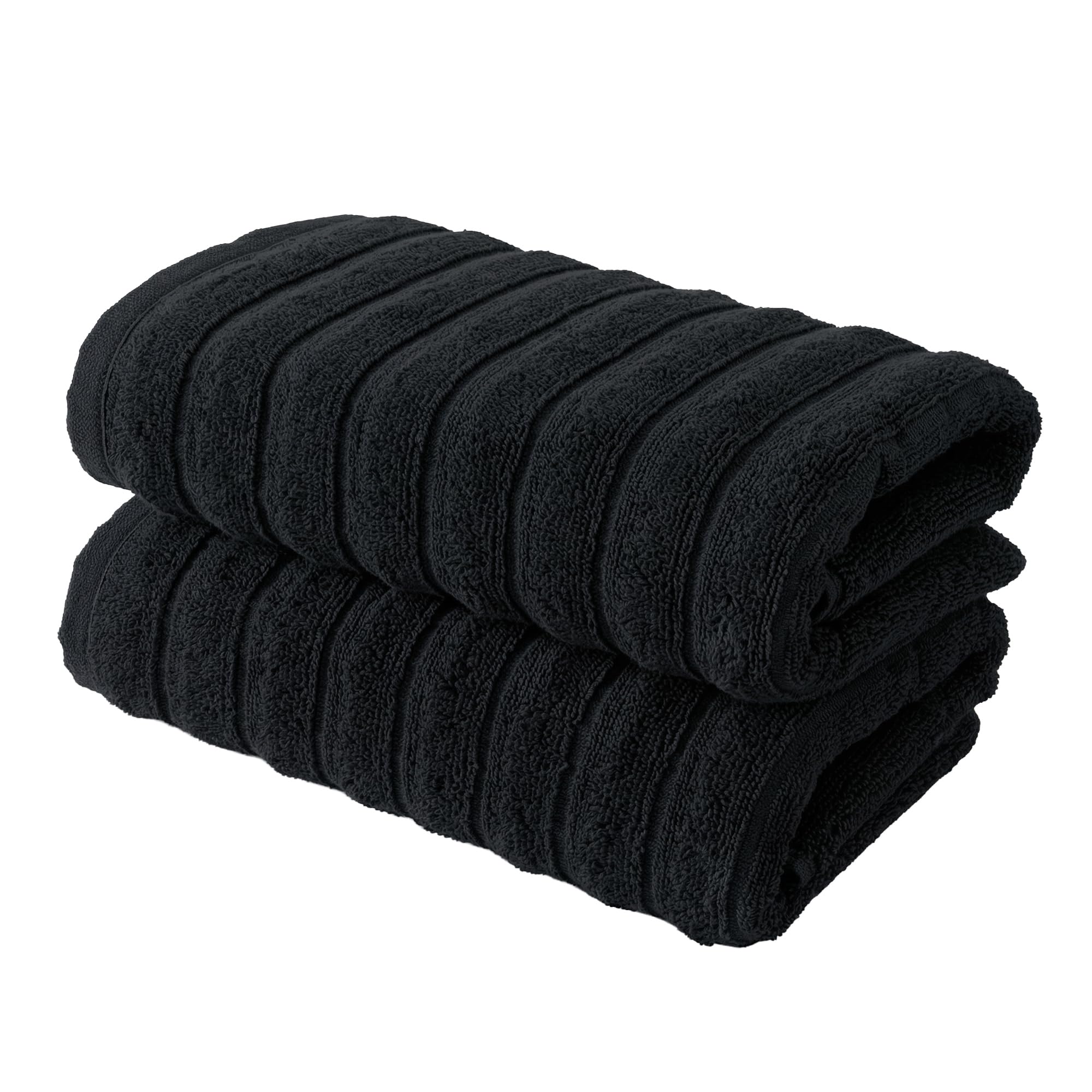 BERIBO Cloud Turkish Towel Set 100% Cotton 620gsm (Black, 2 Hand Towels)