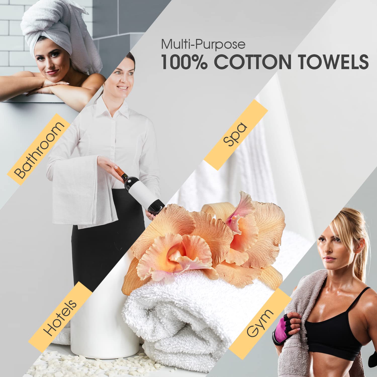 Ample Decor Cotton Washcloths Set 10, 30 X 30 cm, 100% Cotton Premium Quality Flannel Face Cloths, Highly Absorbent Fingertip Towels - Purple