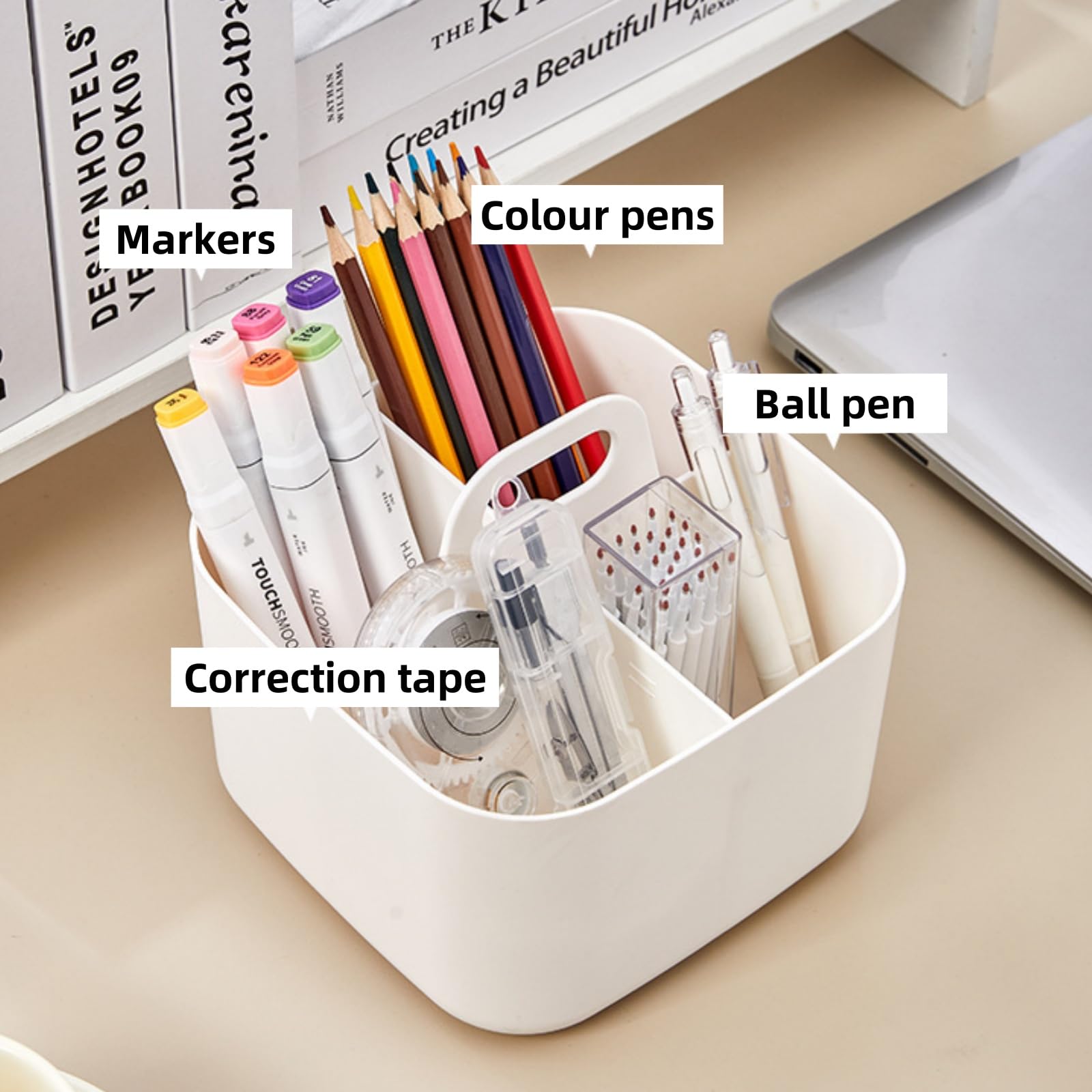 Minicoco Multipurpose Table Organiser with Handle - Storage Box & Cleaning Caddy (Yellow)