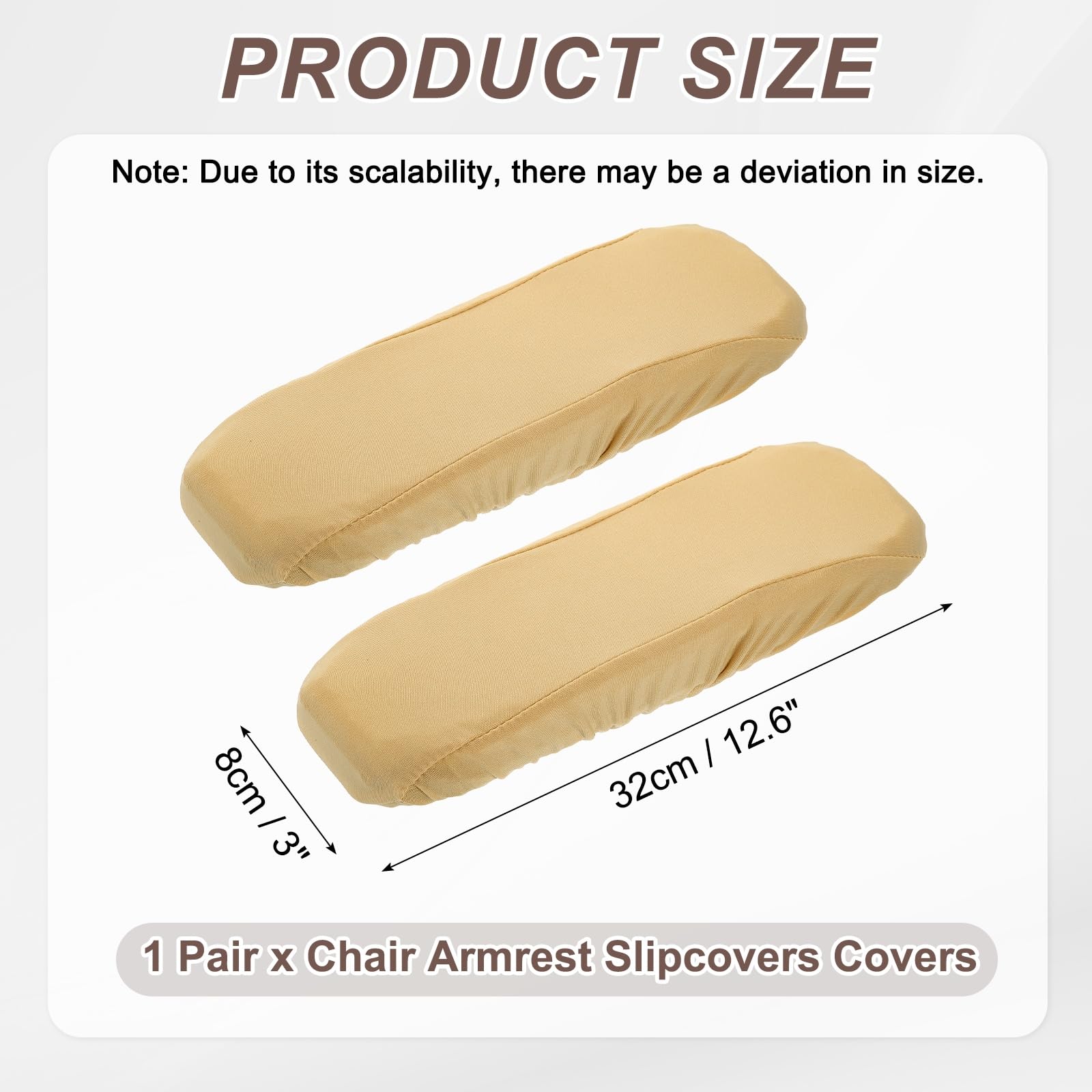 sourcing map Chair Armrest Slipcovers Covers, 32 x 8cm Polyester Removable Seat Hand Rest Protector for Office Chairs Desk Chair(Beige)