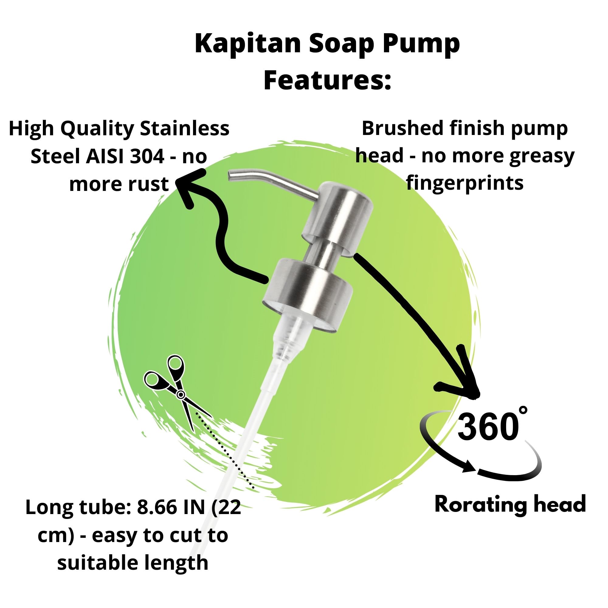 Soap Dispenser Pump Head Replacement 28mm Stainless Steel Brushed