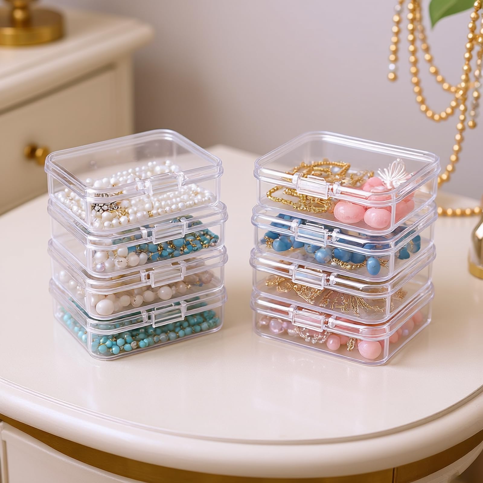 100 Pack Mini Clear Plastic Storage Containers, 65 x 45 x 20 mm