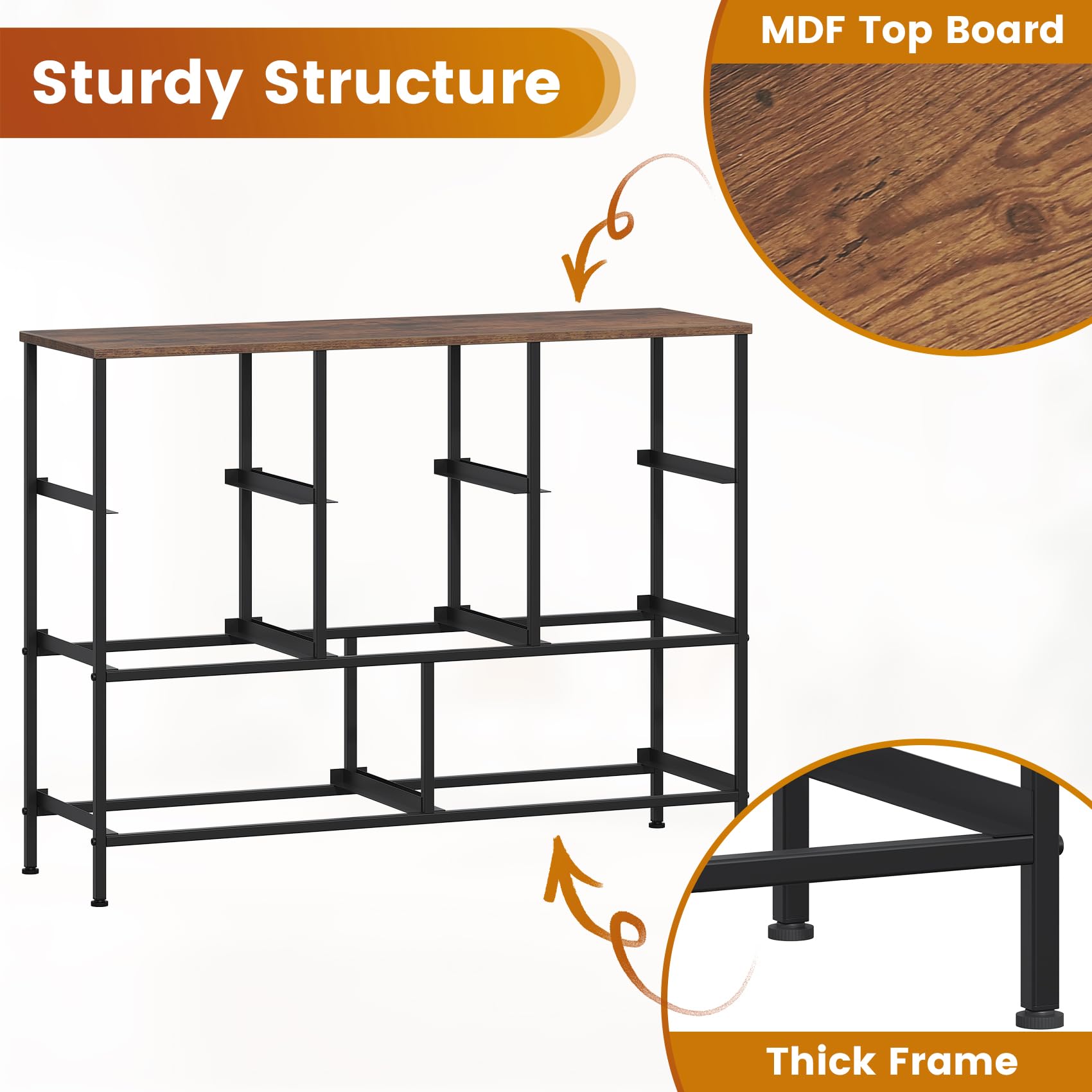 GoaHi Chest of Drawers, Fabric Dressers with Metal Frame and MDF Wooden Top Board, Adjustable Feet, Anti-Tip Safety