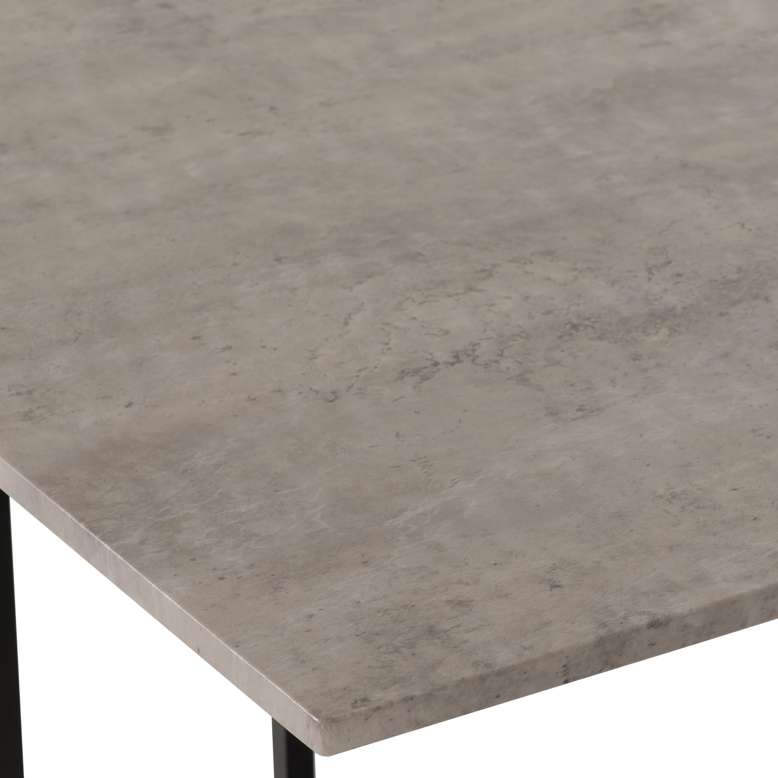 Seconique Stowaway Dining Set, Engineered Wood, Stone Effect/Black, W 800mm x D 800mm x H 760mm