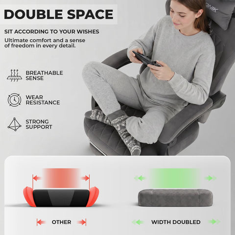 NIONIK Massage Gaming Chair with Footrest, Ergonomic Office Chair with Lumbar Support and Headrest