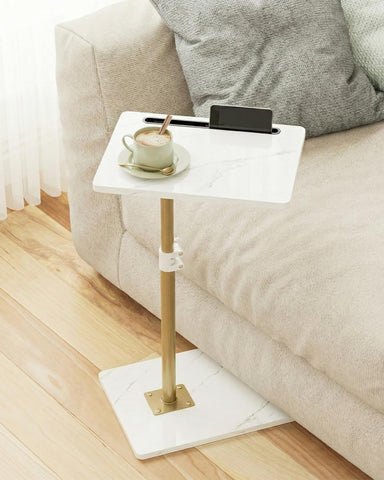 Apetaccat Side Table, C-Shaped Adjustable Sofa Table, 360°Swivel Coffee Tables,40x30x(45-83) cm,Small End Tables Bedside for Living Room
