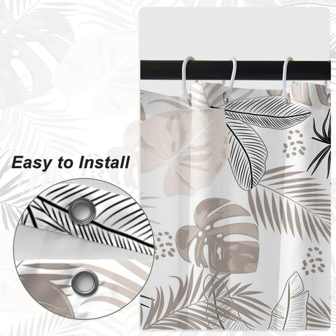 Bovlleetd 71x79inch Bohemian Bathroom Curtain Waterproof Abstract Art Shower Curtain Mid-Century Tropical Plant Shower Curtains Washable Bathtub