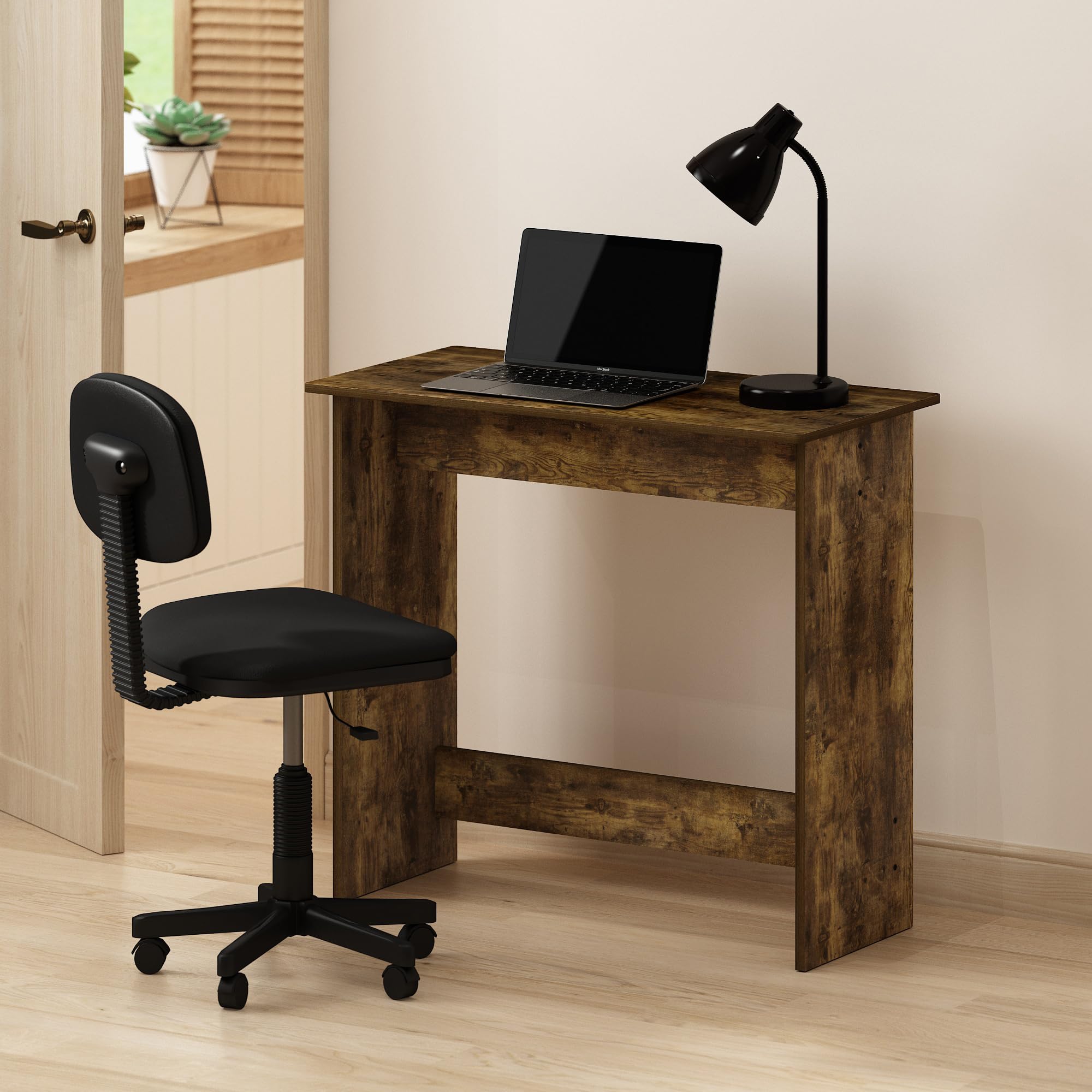 Furinno SIMPLISTIC Small Desk, Gaming Desk, Computer Desk, Office Desk for Home Office, Bedroom, Study Room, Dorm, Amber Pine