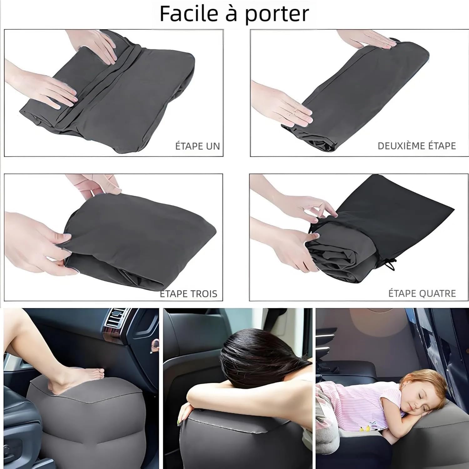 Inflatable Footrest for Kids 2 Pack, Adjustable Travel Pillow