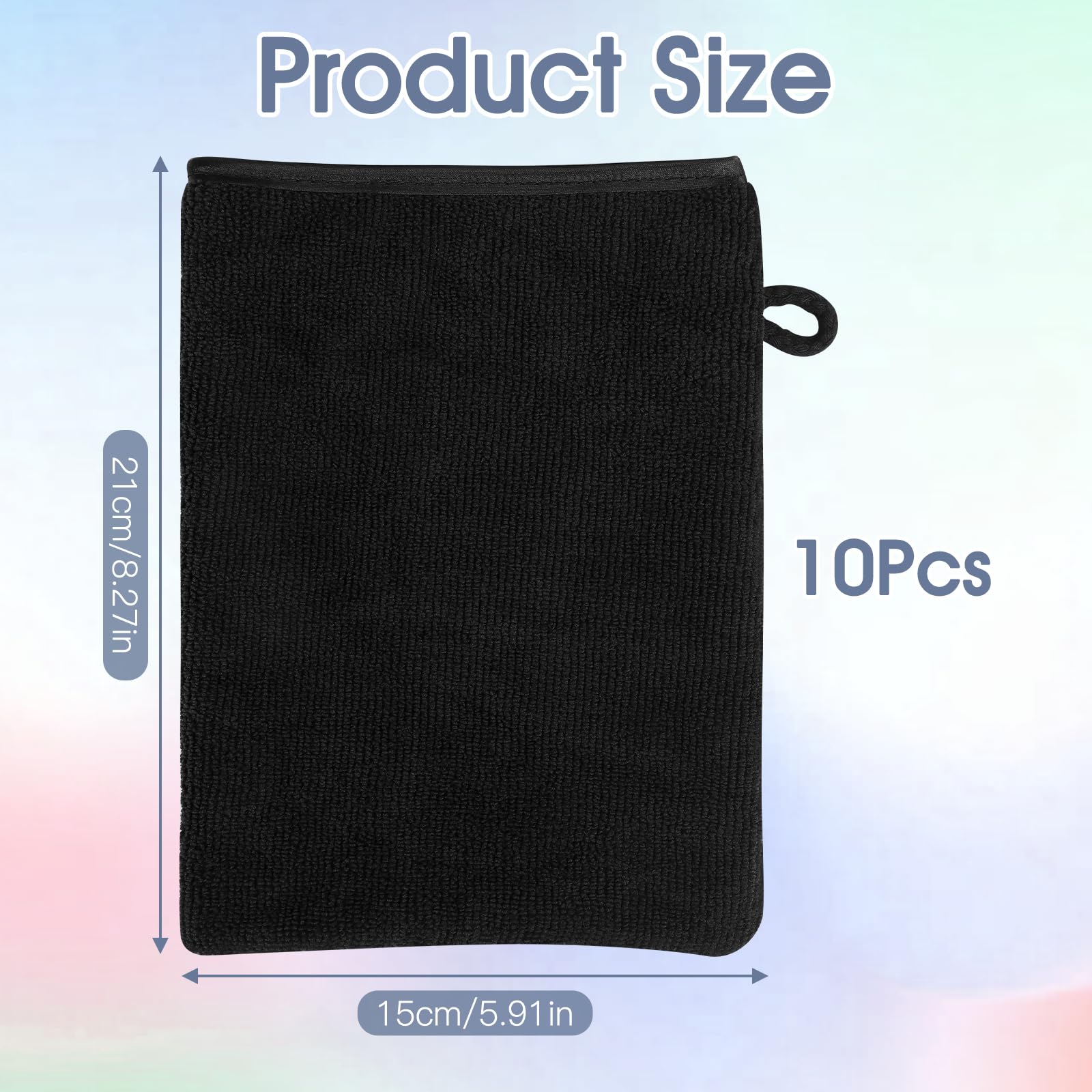 Qichan 10 Pcs Facial Mitts, 15 x 21cm Soft Bamboo Fiber Wash Mitts Body and Face, Reusable Makeup Remover Gloves
