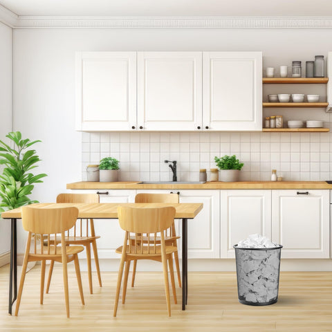 Evadow 3 Pack Mesh Waste Paper Bin 12 Litres, Metal Wire Waste Basket Lightweight Circular Trash Bin for Home Office Garbage Can Bin