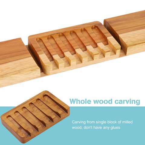 HTB Teak Soap Dish 1PC, Self-Draining Soap Bar Holder for The Shower