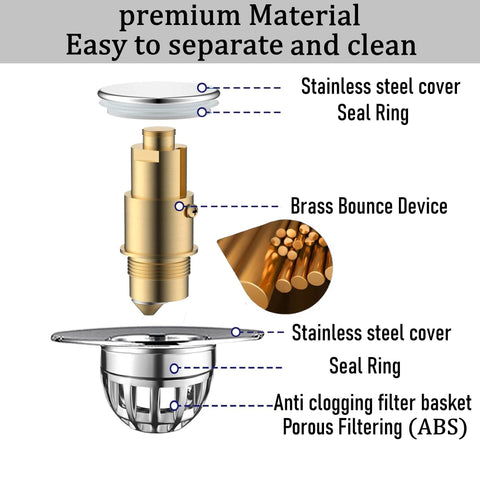 YOXITIXOY Sink Plug，Universal Bathroom Pop Up Wash Basin Plug Replacement Stainless Steel Strainer，pop up Sink Plugs ，Drain Stoppers，for Bath，Basin