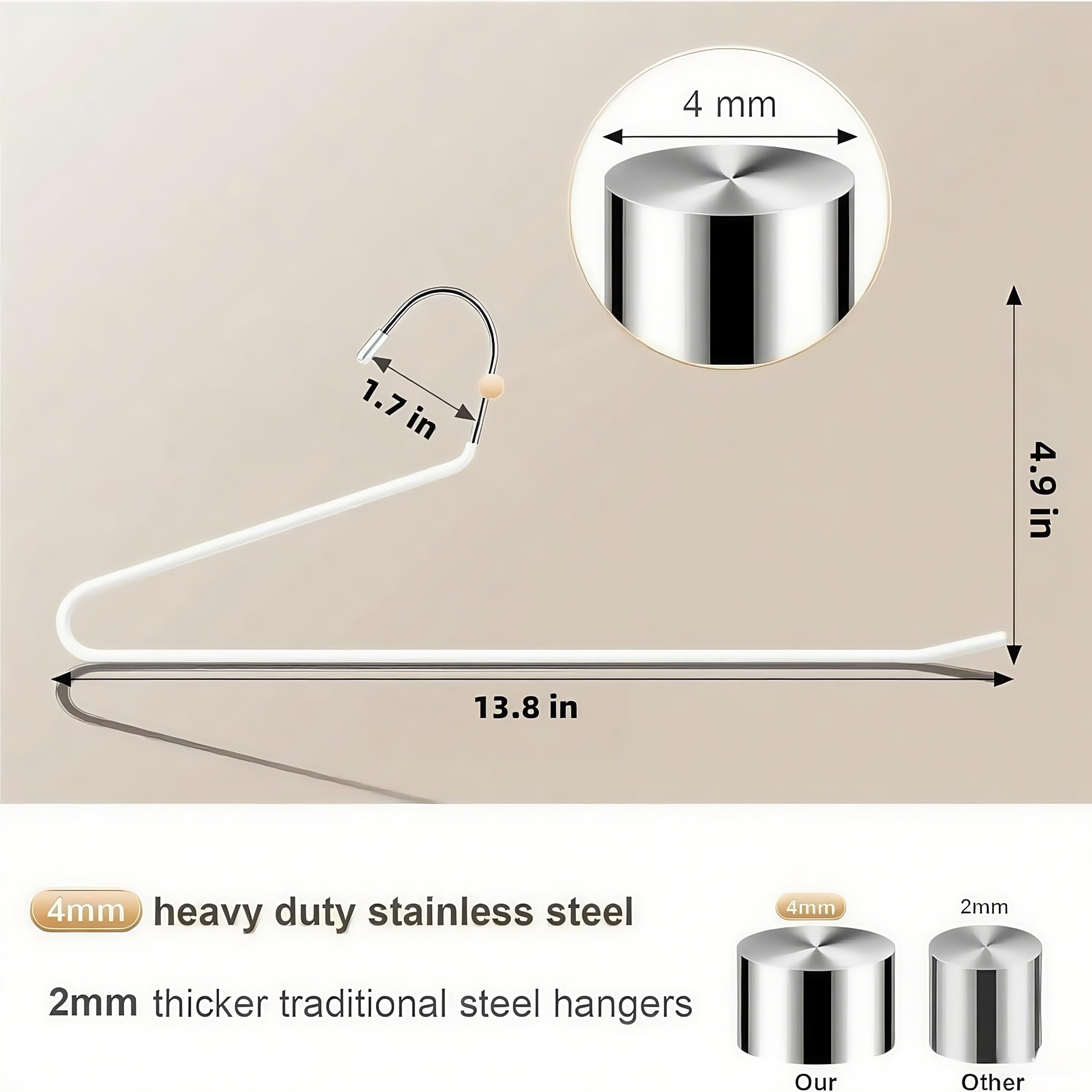 Trousers Hangers, 10 Pack Jeans Hangers White for Women Men, Non-Slip Open Ended Metal Pants Hangers for Wardrobe & Clothes Rail