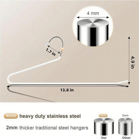 Trousers Hangers, 10 Pack Jeans Hangers White for Women Men, Non-Slip Open Ended Metal Pants Hangers for Wardrobe & Clothes Rail