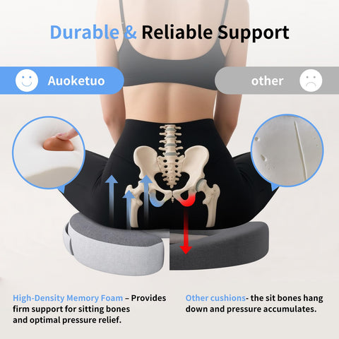Auoketuo Memory Foam Donut Seat Cushion, Orthopedic Pillow for Hemorrhoid & Tailbone Pain Relief, Sciatica, Pregnancy, Postpartum