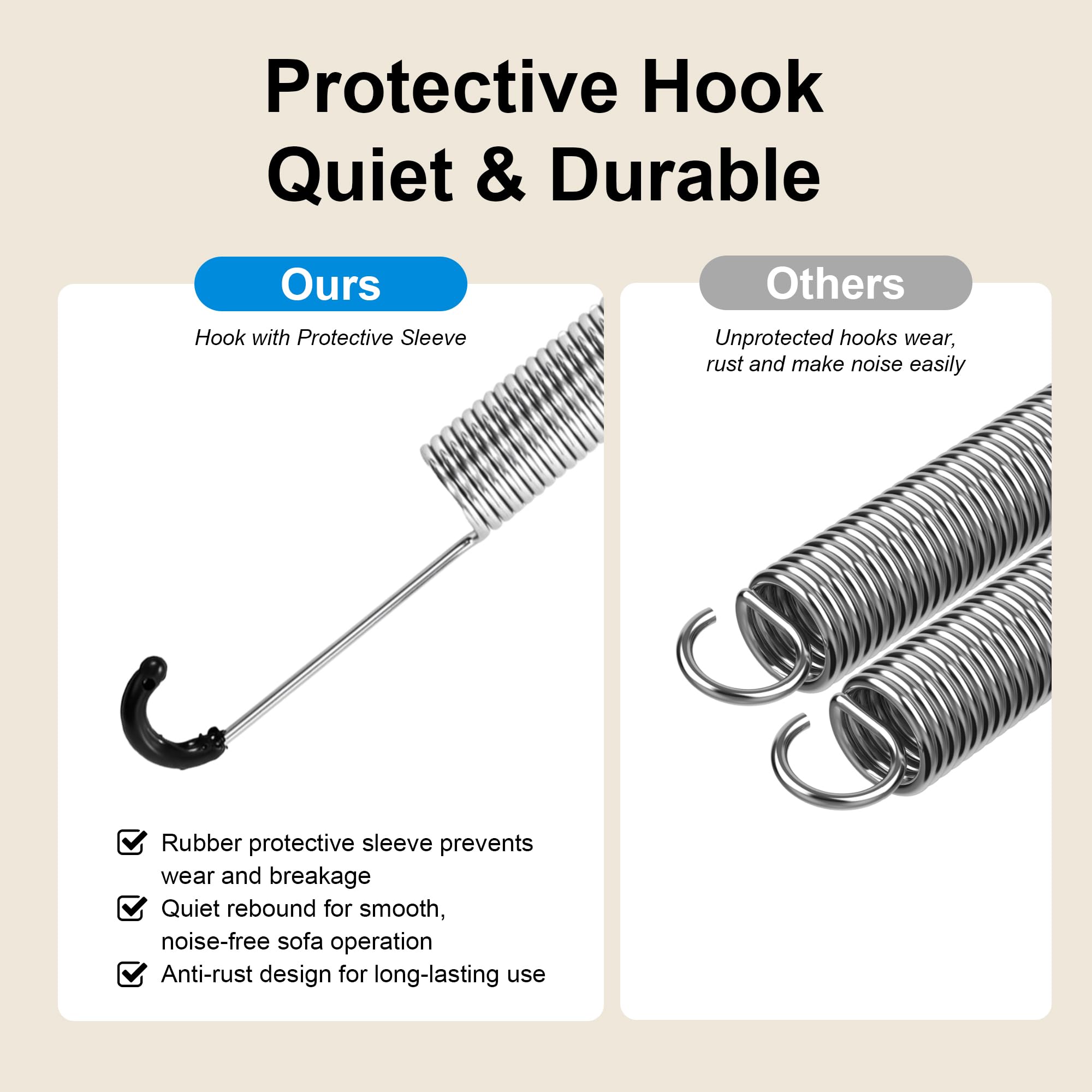 Fromann 6.9 Inch Long Neck Hook Style Recliner Replacement Springs 2Pcs