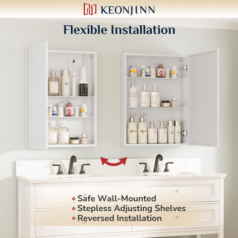 Keonjinn Bathroom Cabinets with Mirror - 75x65cm Aluminum bathroom Mirror Cabinets