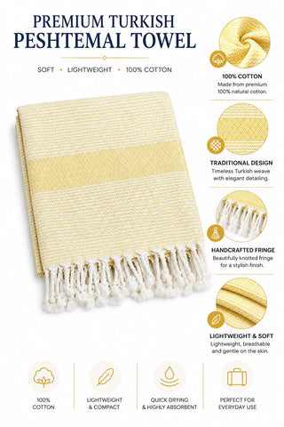 Babila Turkish Hammam Peshtemal Towel | Lightweight & Quick-Drying & Absorbent | Turkish Travel, Spa & Beach Towel | Soft, Compact & Versatile