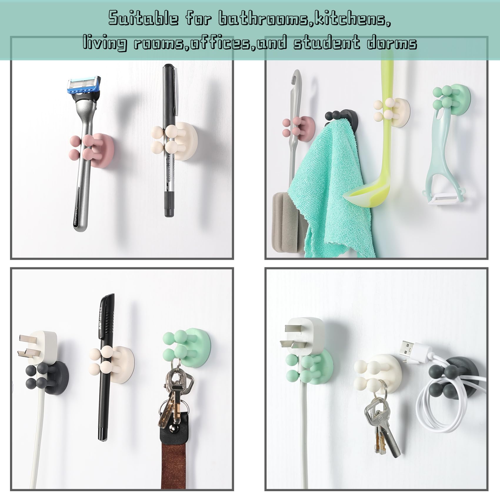 Silicone Toothbrush Holders, Multi-Function Hook Razor holder Waterproof