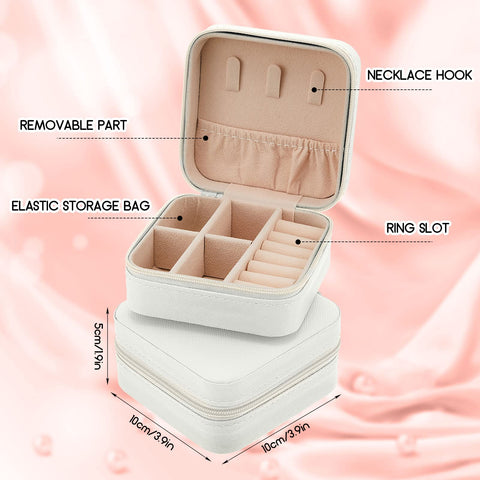 Taiyin 6 Pcs Travel Jewelry Case Jewelry Travel Organizer Small Jewelry Box Bridesmaid Gift Boxes Mini Storage Organizer Box (White)