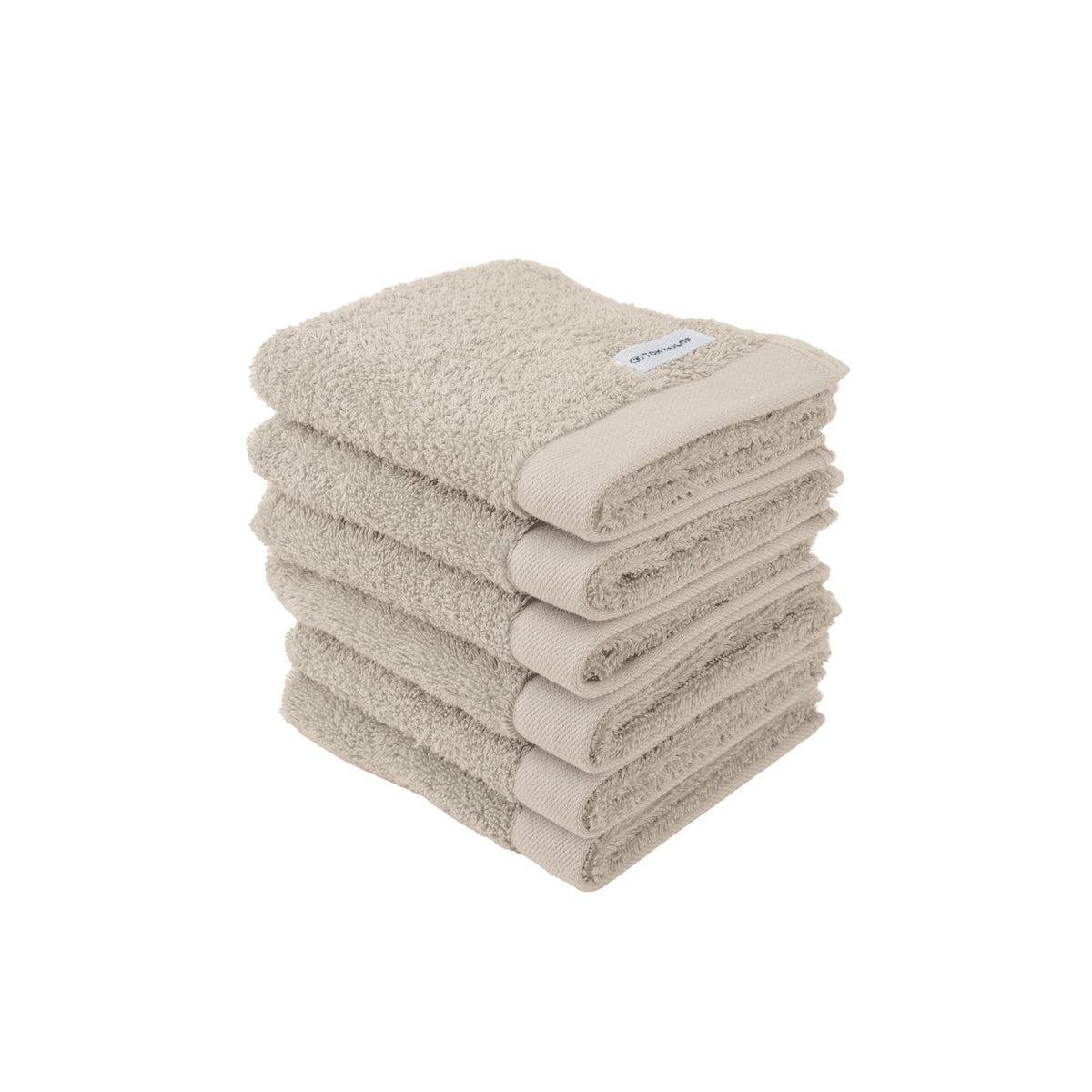 Klaus Herding GmbH Tom Tailor Guest Towels, Set of 6, 30 x 50 cm, 100% Cotton/Terry Towels, with Hanger and Label with Logo, Colour Bath Towel Beige