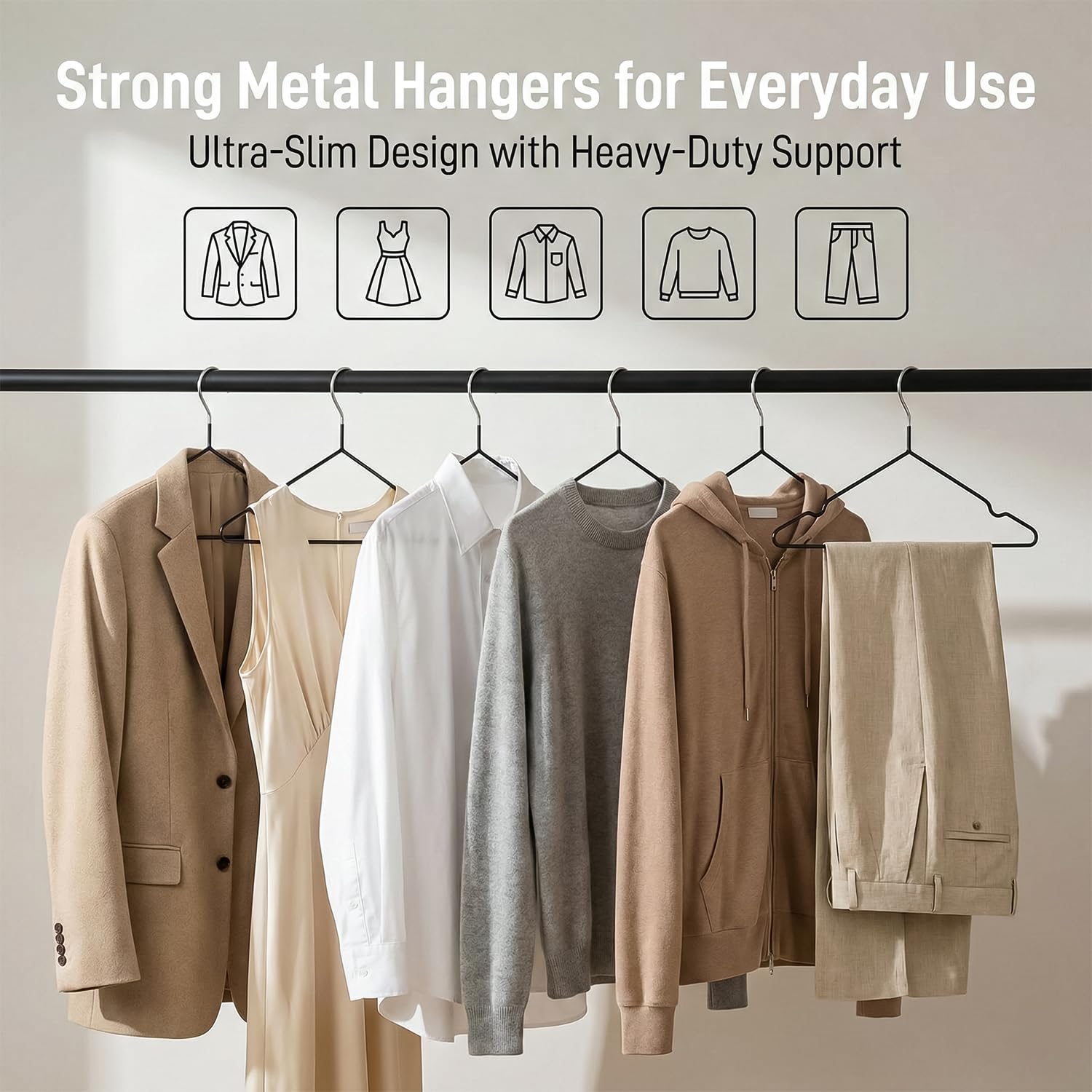 DrySmart 25 Pack Premium Rubber-Coated Metal Clothes Hangers – Heavy-Duty, Non-Slip, Space-Saving Coat Hangers for Adults, Ideal for Shirts, Suits