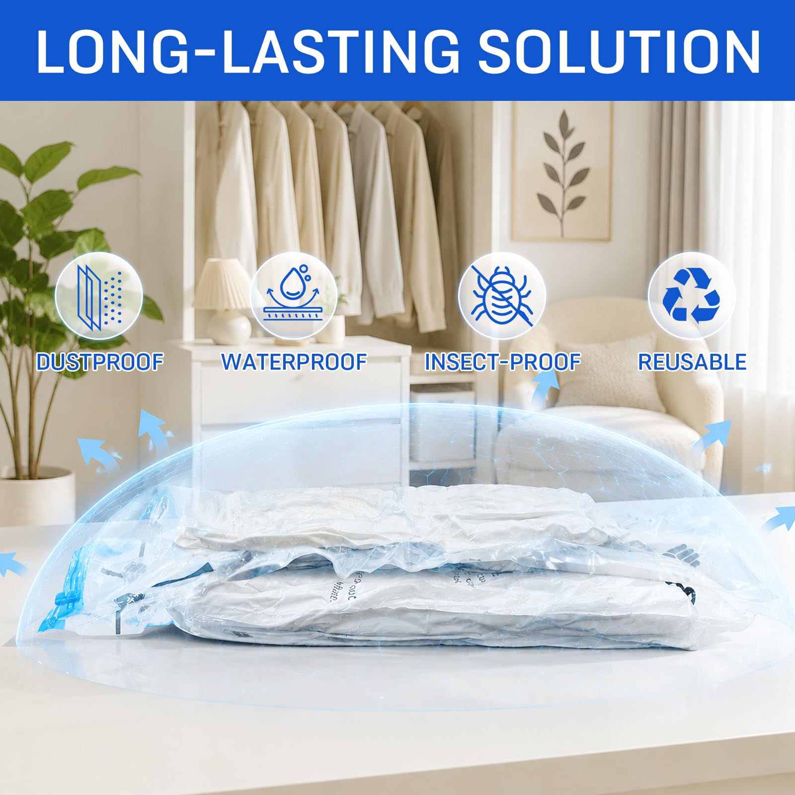 CaptainFive Small Vacuum Storage Bags 6 Packs(23.6'' x 16.1''), Small Vacuum Pack Bags for Clothes, Pillows, Comforters, duvets