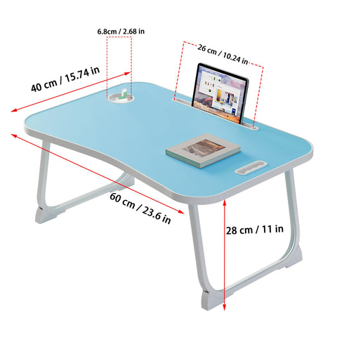 Laptop Bed Desk, Lap Desk Breakfast Tray Table for Home and Office,Eating, Reading, Writing on Bed, Sofa,Laptop Stand for Bed (Blue)