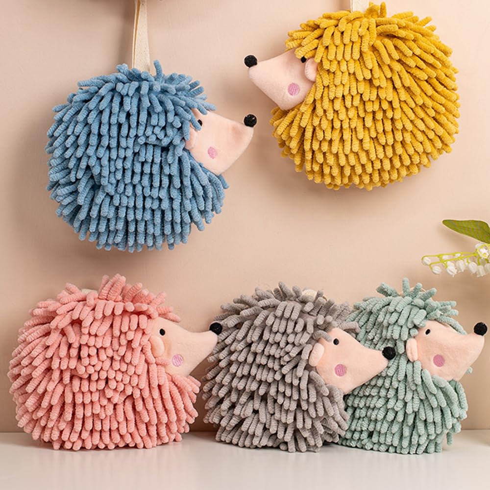 MiOYOOW Fuzzy Ball Hand Towel, Fluffy Hedgehog Ball Towel, Quick Dry Decorative Hand Towel for Bathroom Kichten Toilet