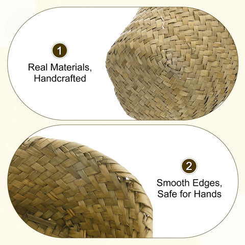 M METERXITY 2-Pack Natural Seagrass Woven Storage Basket, 12cm x 6.5cm Small Round Storage Seaweed Woven Sundries Baskets for
