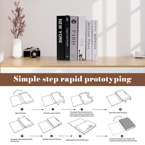 6 PCS Decorative Fake Books Set, Fashion Hardcover Display Books Foldable Faux Books for Home Decor for Coffee Table Bookshelf Office and Living Room