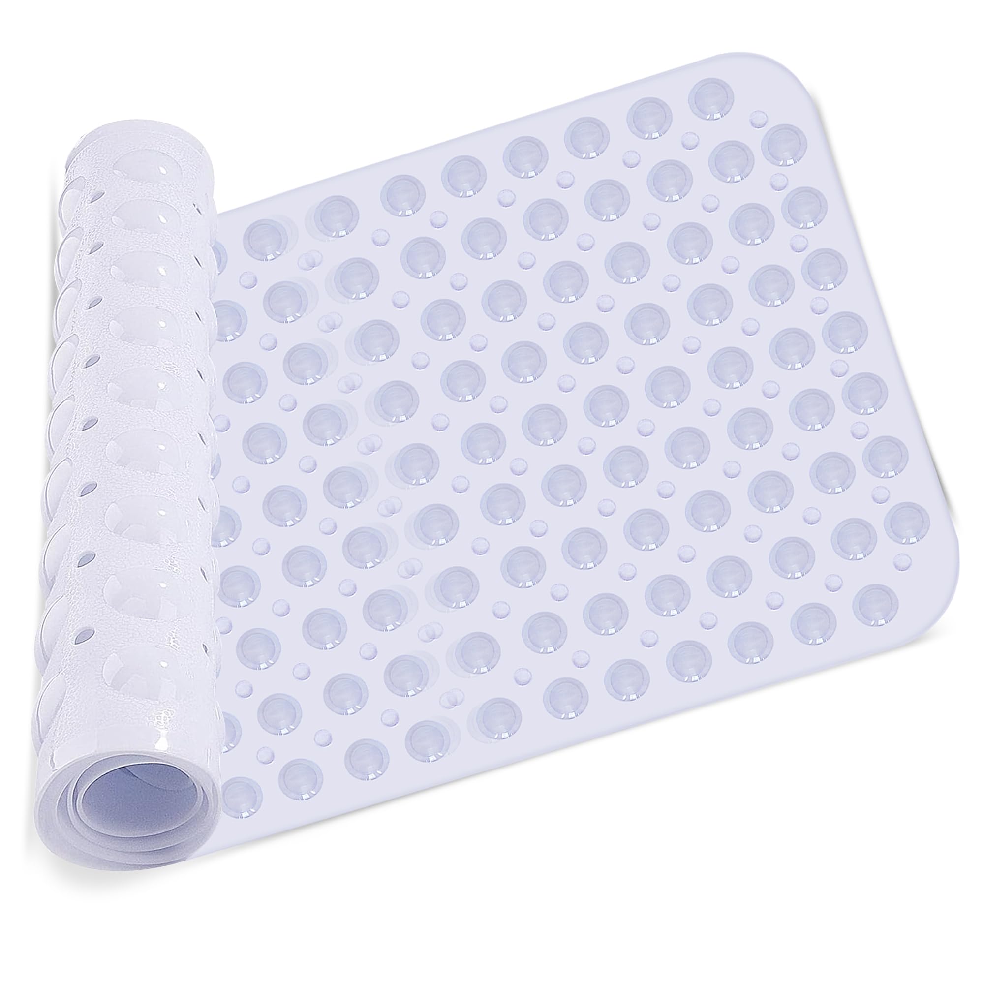 Bath Mat Non Slip Anti Mould 70cm x 38cm With Strong Suction Cups & Drain Holes Shower Mats PVC Bathroom Mat Machine Washable