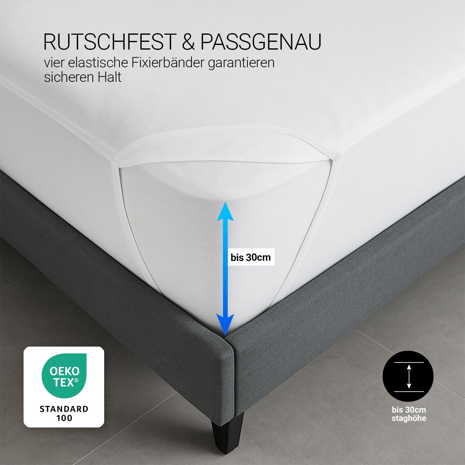 MEBY 90 x 200 cm Waterproof Mattress Protector. Breathable Cotton Mattress Topper, Waterproof, Moisture Protection, Elastic