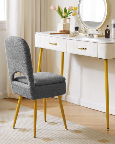 IBUYKE Storage Vanity Stool Chair with Folding Backrest, Gray WBD027G