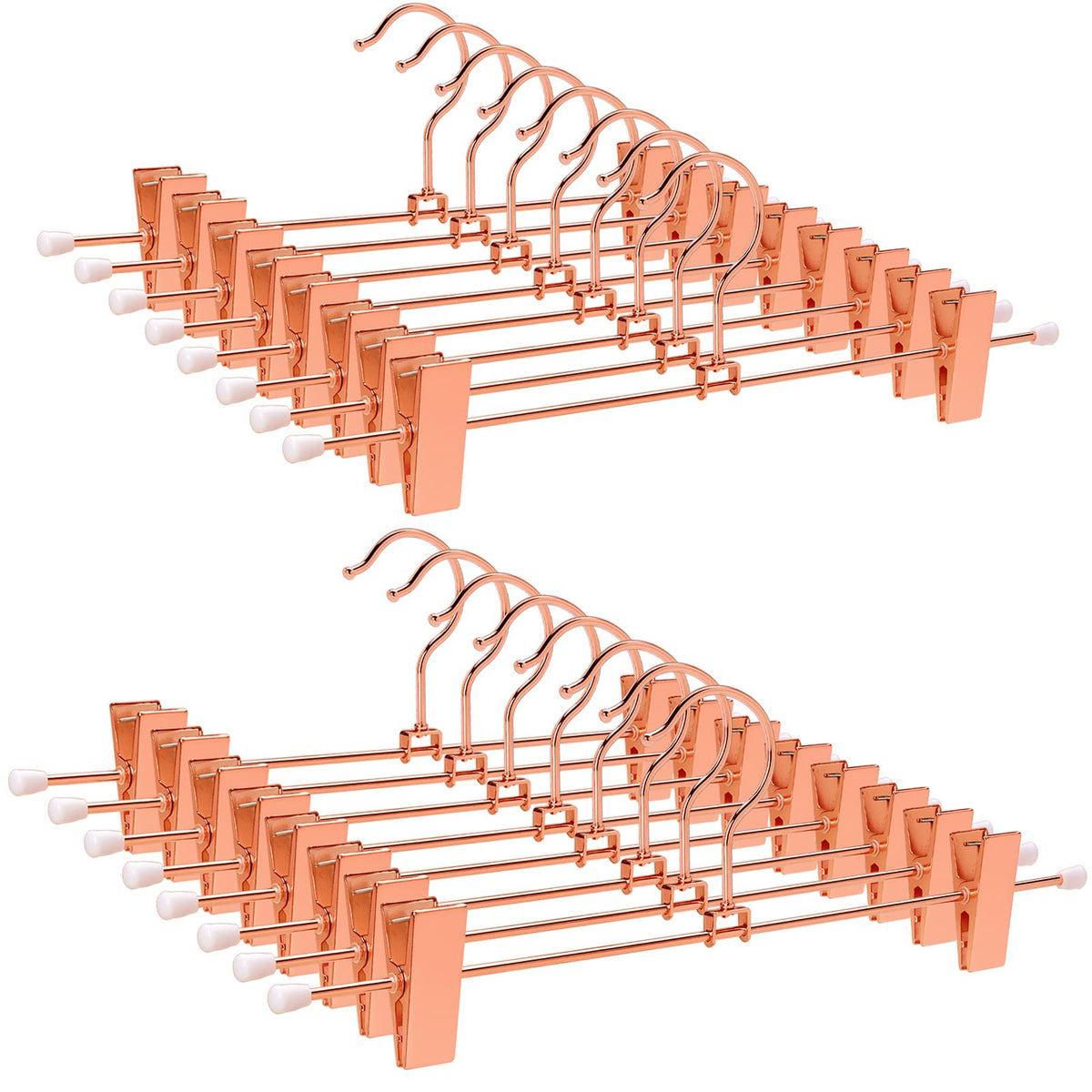 Amber Home 20pcs Shiny Metal Trousers Hangers, Iron Skirt Hangers, Copper