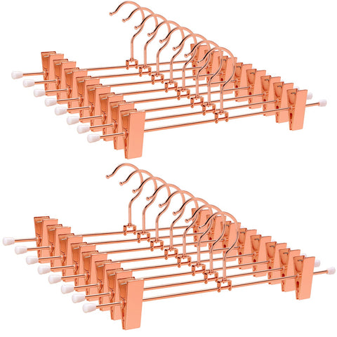 Amber Home 20pcs Shiny Metal Trousers Hangers, Iron Skirt Hangers, Copper