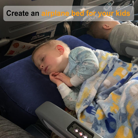 Maliton Airplane Footrest, Inflatable Foot Rest for Kids (Blue, 1 Pack)