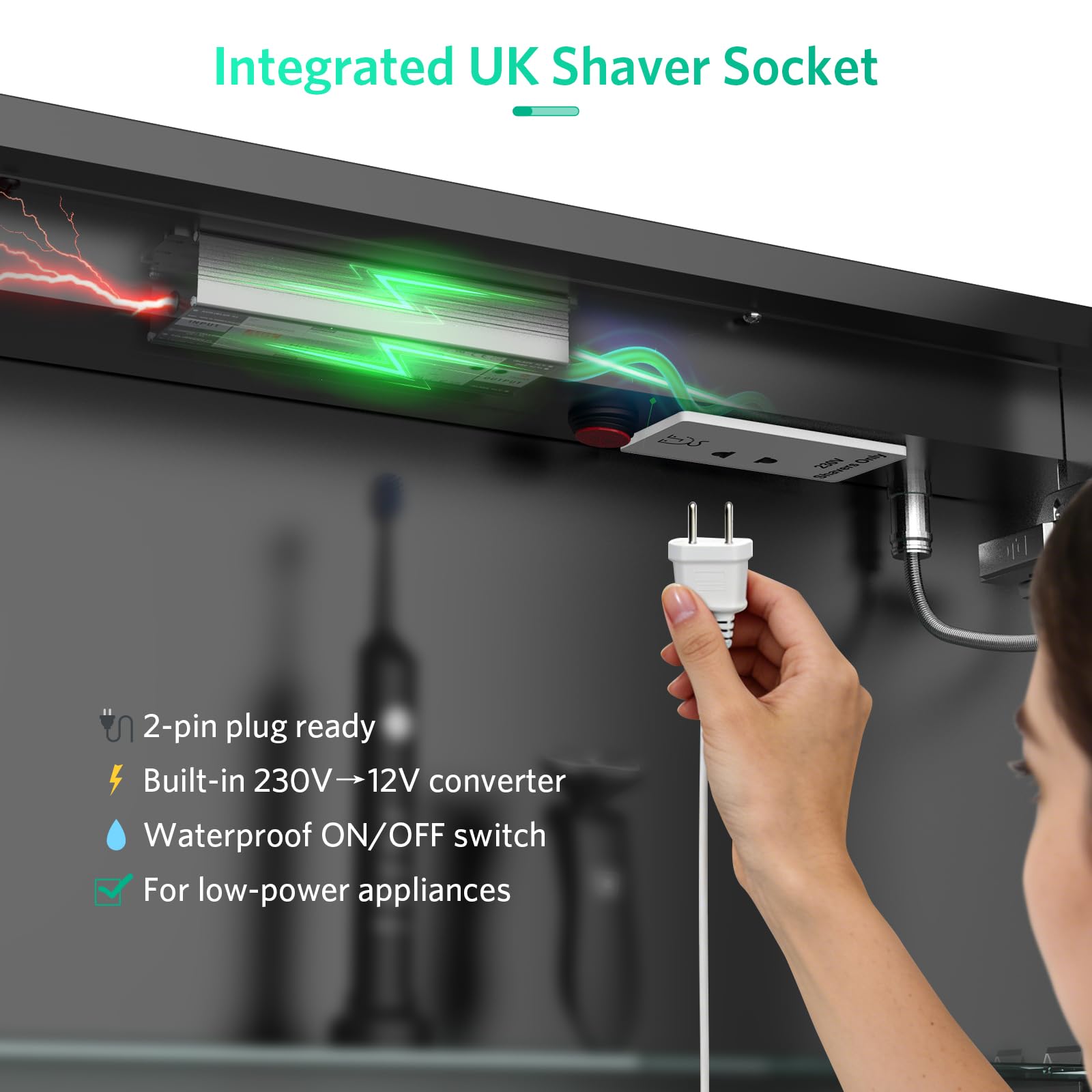 LUMIRRORS® LED Bathroom Mirror Cabinets with Shaver Socket 60x70cm Black