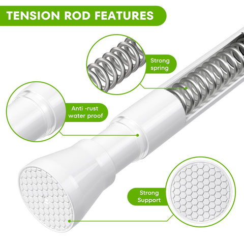 Tension Rod Extendable Curtain Poles 70-130 cm Tension Rods for Curtains Net Curtain Rods Extendable Shower Curtain Rod Telescopic Curtain Pole No