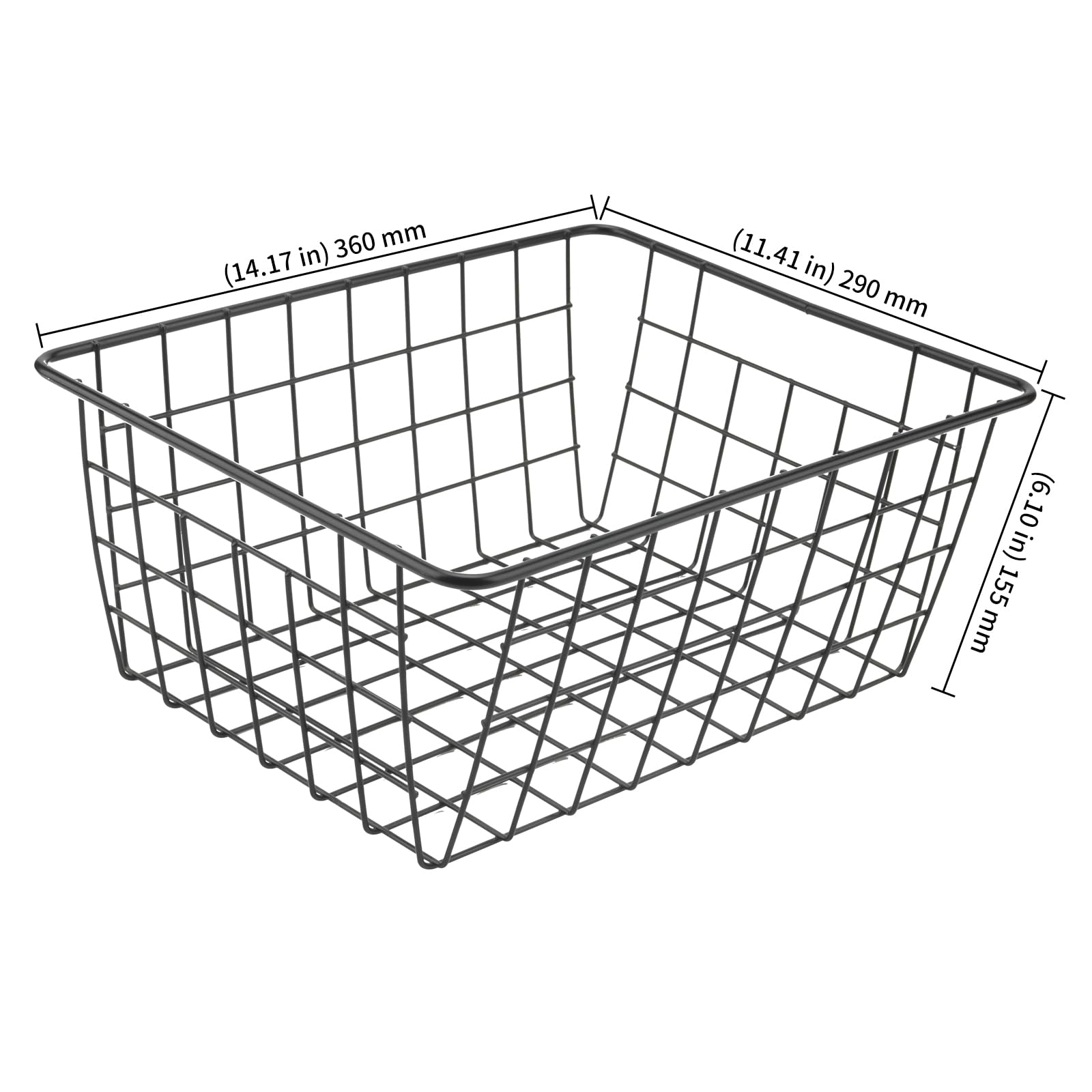 KEILEOHO 2 PCS 36 x 29 x 15.5cm Wire Storage Baskets, Large Black Metal Wire Baskets with Handles