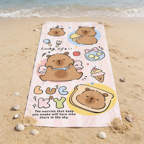 NimblusToy Capybara Beach Towel, Quick Dry Microfibre Towels Super Absorbent Sandproof Beach Bath Towels Swimming Towel Lightweight 3D Print Beach