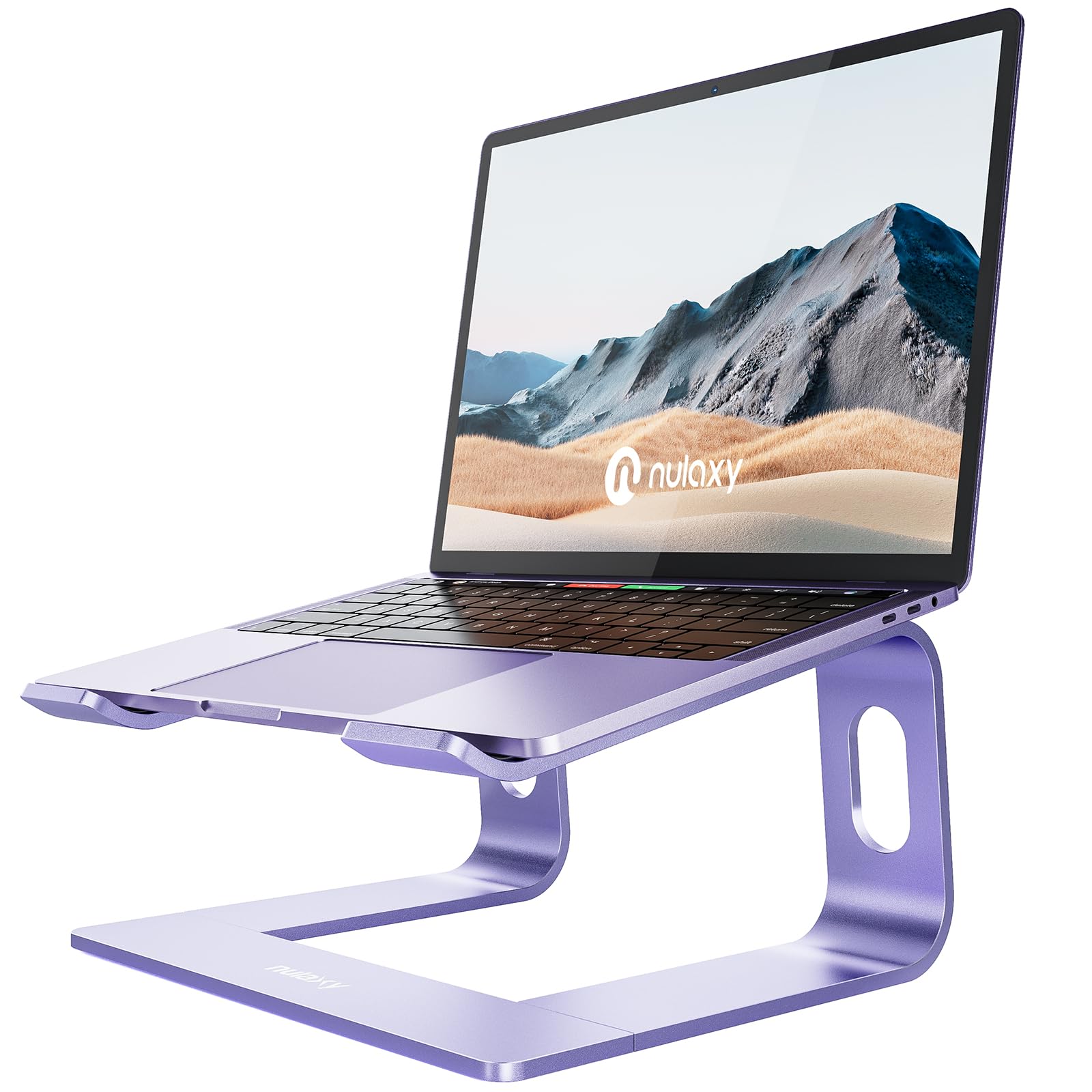 NULAXY Ergonomic Aluminum Laptop Stand - Detachable Riser for 10-15.6” Laptops (Purple)