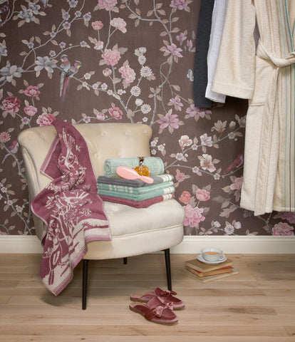 Möve Bohème Double face with striped border Towel 50 x 100 cm, Towel - Made in Germany, 85% cotton 15% linen, Tea/Nature