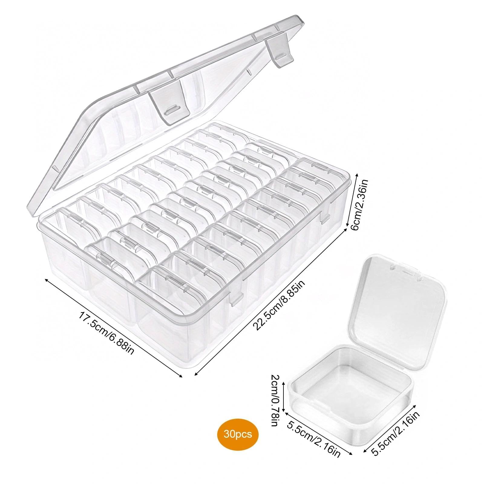 HAOQIAGA 30 Pcs Smal Bead Organiser Storage Box, Mini Bead Organiser Box