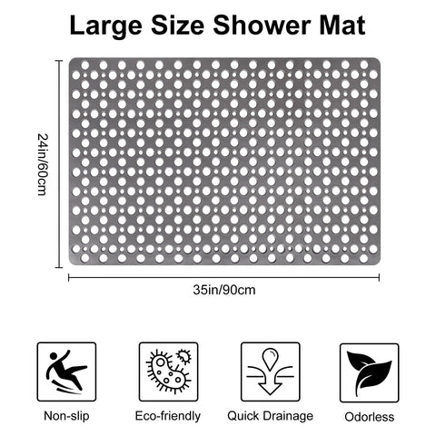 Shower Mat Non Slip Anti Mould: 60 x 90 cm Large Shower Mat for Inside Walk-in Shower Tray - Soft TPE Anti Slip Shower Mat for Bathroom Wet Floor