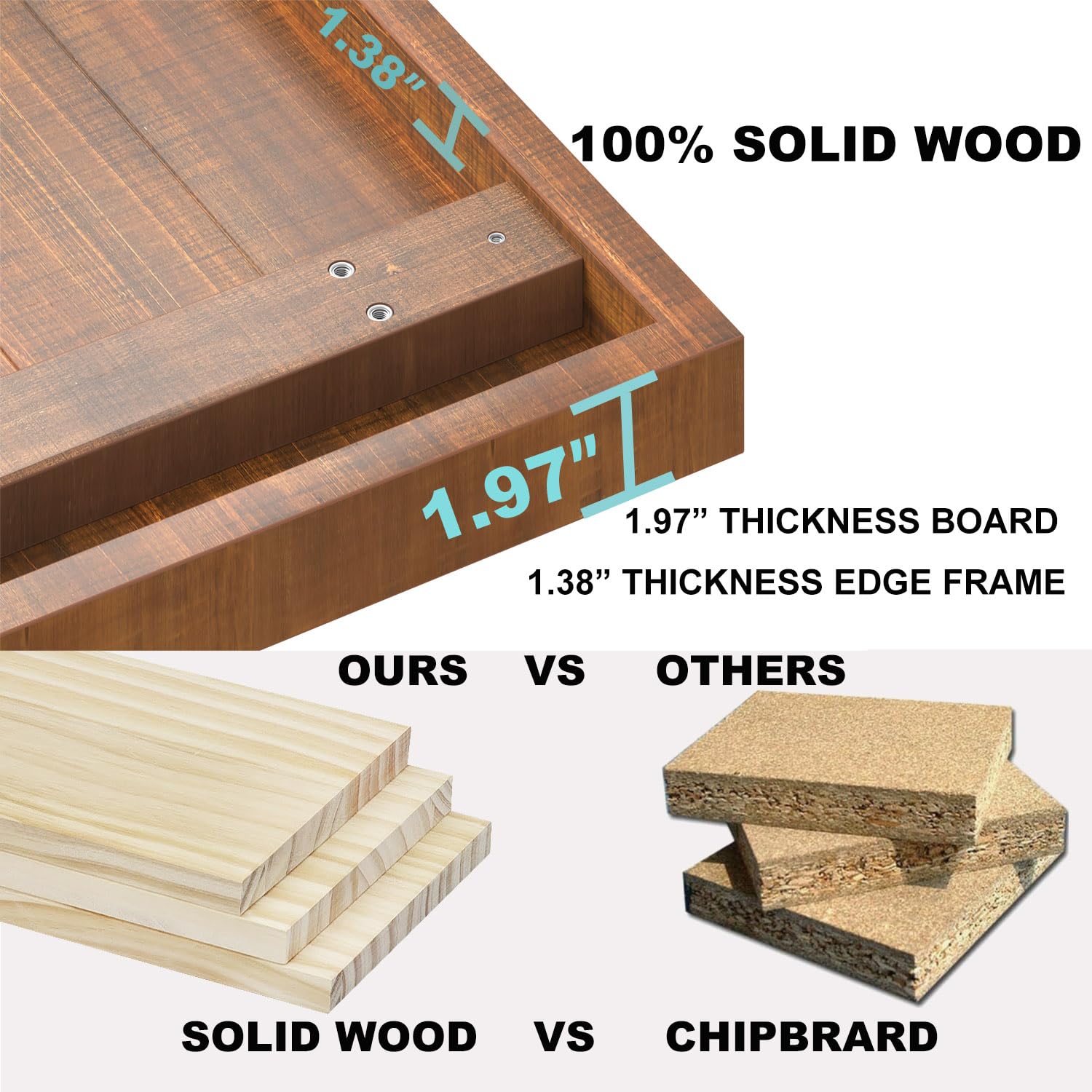 IBF Rustic Solid Wood Coffee Table, Living Room Real Wood Tea Table, 100CM