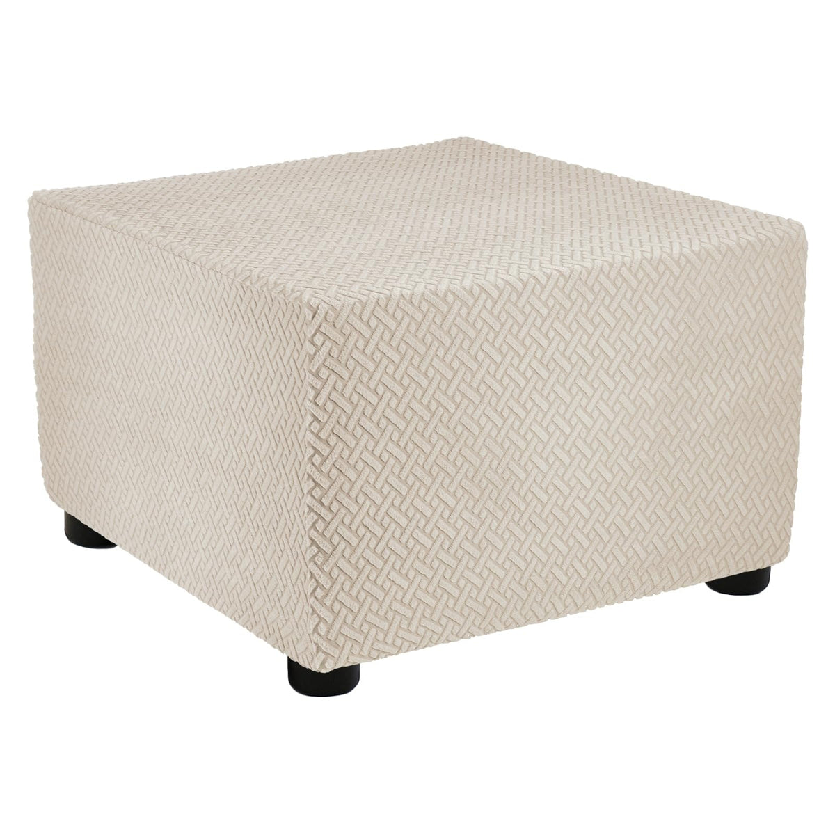 sourcing map Stretch Ottoman Cover Twill Square Ottoman Slipcover with Elastic for Foot Stool Living Room Bedroom Fit Length 57-70cm / 23"-27"